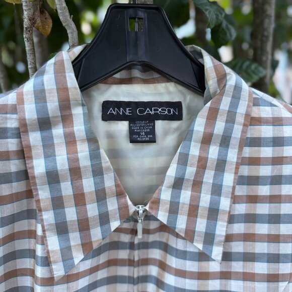 Anne Carson Silk Plaid Zip Jacket Shirt /Jacket ( Size 14) - Picture 3 of 6